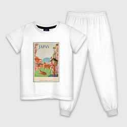 Пижама хлопковая детская Японский винтаж с оленями, цвет: белый