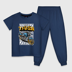 Пижама хлопковая детская Мотоцикл Honda Tiger, цвет: тёмно-синий