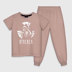 Пижама хлопковая детская STALKER противогаз, цвет: пыльно-розовый