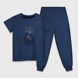 Пижама хлопковая детская Рогатый лорд, цвет: тёмно-синий