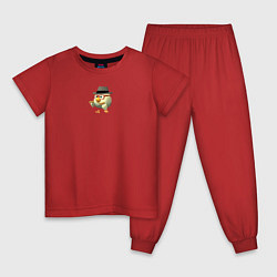Пижама хлопковая детская Chicken Gun meme, цвет: красный
