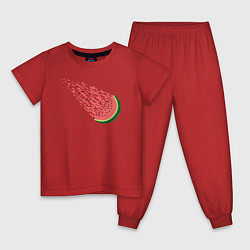 Пижама хлопковая детская Арбузный астероид, цвет: красный