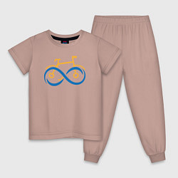 Пижама хлопковая детская Велосипед и бесконечность, цвет: пыльно-розовый