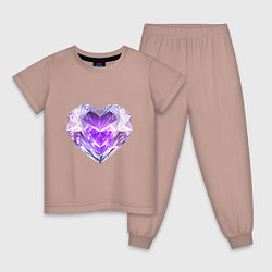 Пижама хлопковая детская Хрустальное сиреневое сердце, цвет: пыльно-розовый