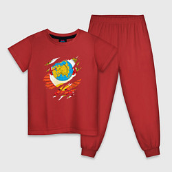 Пижама хлопковая детская Герб советского союза в разрыве, цвет: красный