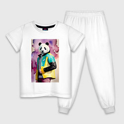 Детская пижама Панда в модной куртке - акварель
