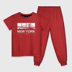 Пижама хлопковая детская Нью-Йорк Сити, цвет: красный