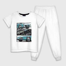 Пижама хлопковая детская Mercedes-Benz 300SL Roadster V1, цвет: белый