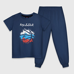 Пижама хлопковая детская Russia basketball, цвет: тёмно-синий