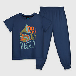 Пижама хлопковая детская Drop the beat, цвет: тёмно-синий