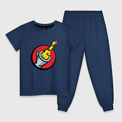 Пижама хлопковая детская Chicken gun логотип, цвет: тёмно-синий