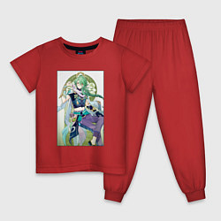 Пижама хлопковая детская Бай Чжу - Геншин импакт, цвет: красный