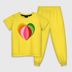 Пижама хлопковая детская Цветное сердечко, цвет: желтый