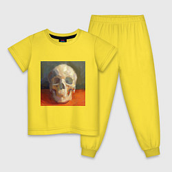 Пижама хлопковая детская Череп живопись, цвет: желтый