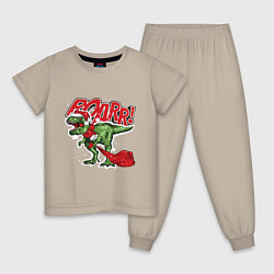 Пижама хлопковая детская Santa t rex gifts, цвет: миндальный