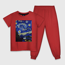Пижама хлопковая детская Простая эстетика, цвет: красный