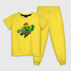 Пижама хлопковая детская Бравл Старс Spike, цвет: желтый