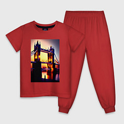 Пижама хлопковая детская Тауэрский мост, цвет: красный