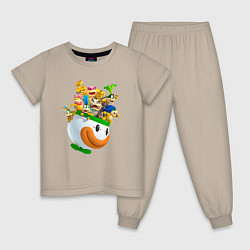 Пижама хлопковая детская Команда Боузера, цвет: миндальный