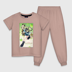 Пижама хлопковая детская Кирара Геншин импакт, цвет: пыльно-розовый