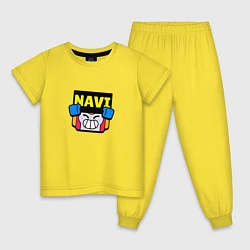 Пижама хлопковая детская Значок болельщика Navi Brawl Stars, цвет: желтый