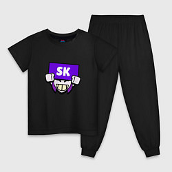 Пижама хлопковая детская Значок болельщика SK Brawl Stars, цвет: черный