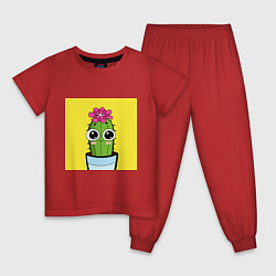 Пижама хлопковая детская Милашка - кактус, цвет: красный