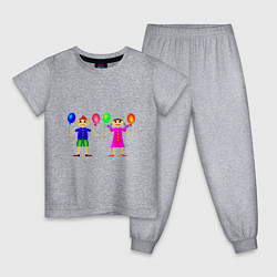 Пижама хлопковая детская Счастливые дети, цвет: меланж