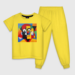 Пижама хлопковая детская Пикассо арт, цвет: желтый