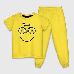 Пижама хлопковая детская Лимонное лето с велосипедом, цвет: желтый