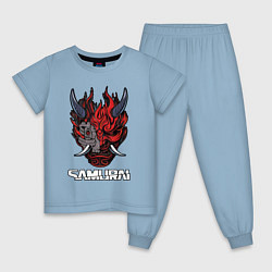 Пижама хлопковая детская Samurai logo, цвет: мягкое небо