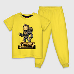 Пижама хлопковая детская Vault boy in armor, цвет: желтый