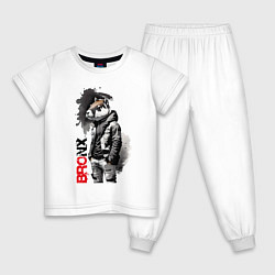 Пижама хлопковая детская Dude Capy - Bronx - New York, цвет: белый