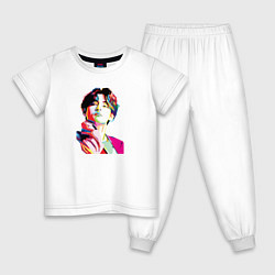 Пижама хлопковая детская BTS Ким Тхэхён, цвет: белый