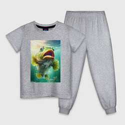 Пижама хлопковая детская Большой карп, цвет: меланж