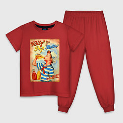 Пижама хлопковая детская Пацан рекламирует лимонад - ретро, цвет: красный