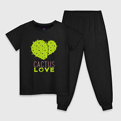 Пижама хлопковая детская Cactus love, цвет: черный