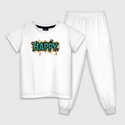 Пижама хлопковая детская Happy mood, цвет: белый