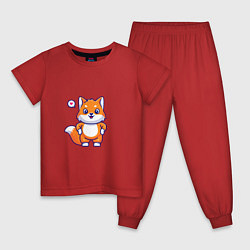 Пижама хлопковая детская Милая мультяшная лиса, цвет: красный