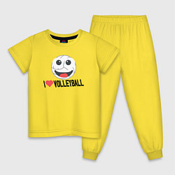 Пижама хлопковая детская Волейбольный смайл, цвет: желтый