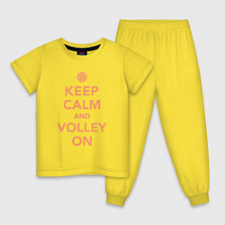 Пижама хлопковая детская Keep calm and volley on, цвет: желтый