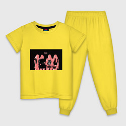 Пижама хлопковая детская Группа BLACKPINK в ярко-розовых тонах, цвет: желтый