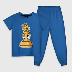 Пижама хлопковая детская Шахматная пешка InChess, цвет: синий