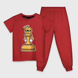 Пижама хлопковая детская Шахматная пешка InChess, цвет: красный