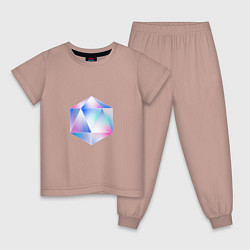 Пижама хлопковая детская Glass hexagon, цвет: пыльно-розовый