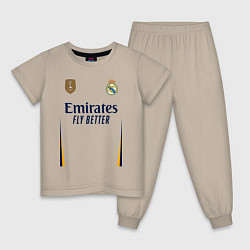 Пижама хлопковая детская Лука Модрич ФК Реал Мадрид форма 2324 домашняя, цвет: миндальный
