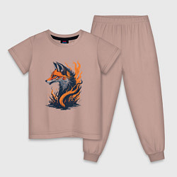 Пижама хлопковая детская Burning fox, цвет: пыльно-розовый