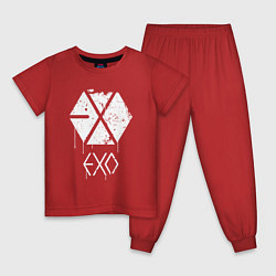 Пижама хлопковая детская EXO лого, цвет: красный