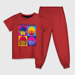 Пижама хлопковая детская The Beatles color, цвет: красный