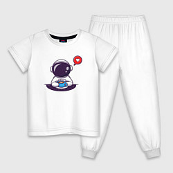 Детская пижама Космонавт, кофе и сердечко
